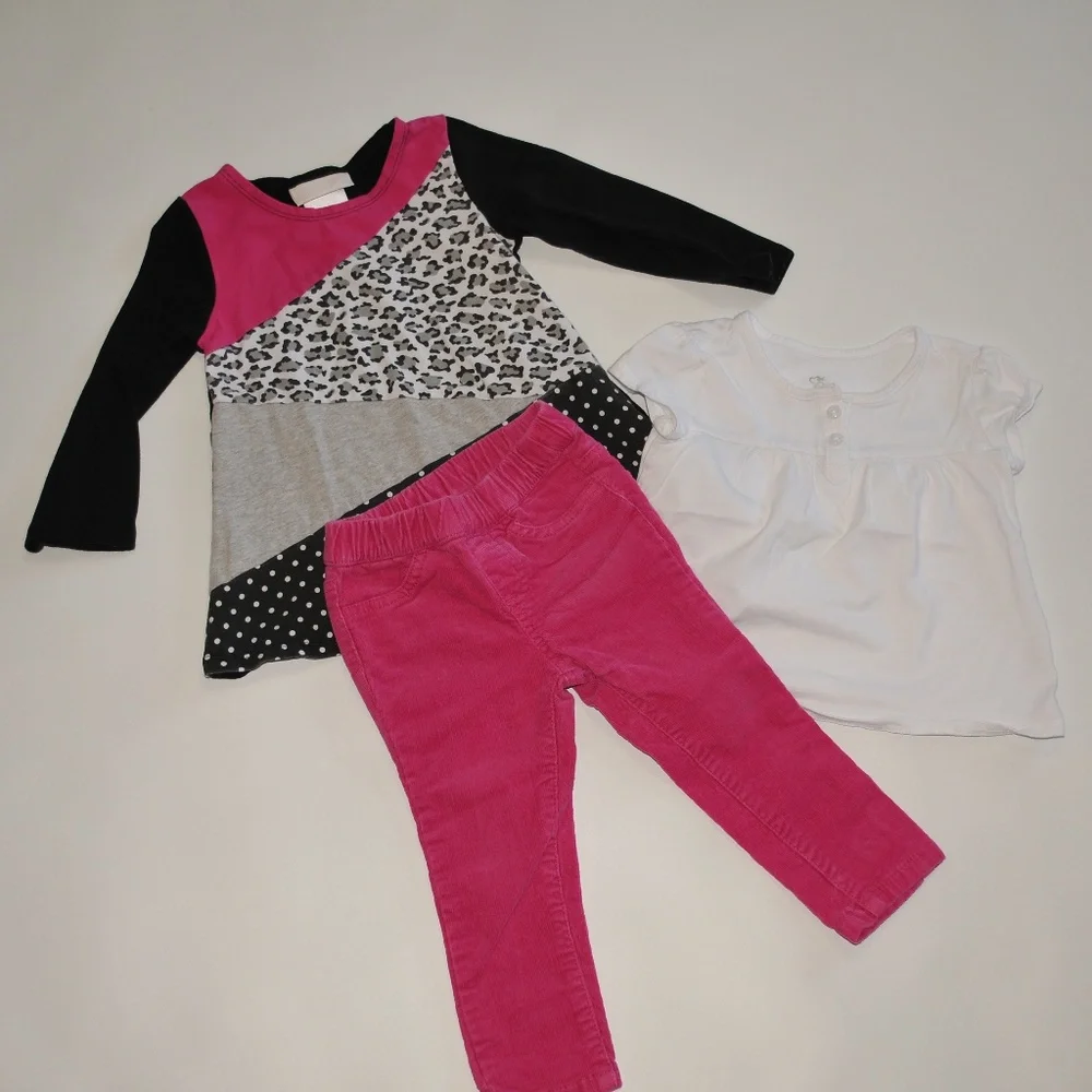 18 Months Girls‎ 3 Pieces Outfit Cheetah Pint 4114*